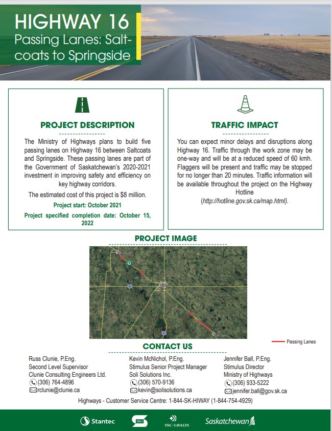 Highway 16 Passing Lanes: Saltcoats to Springside