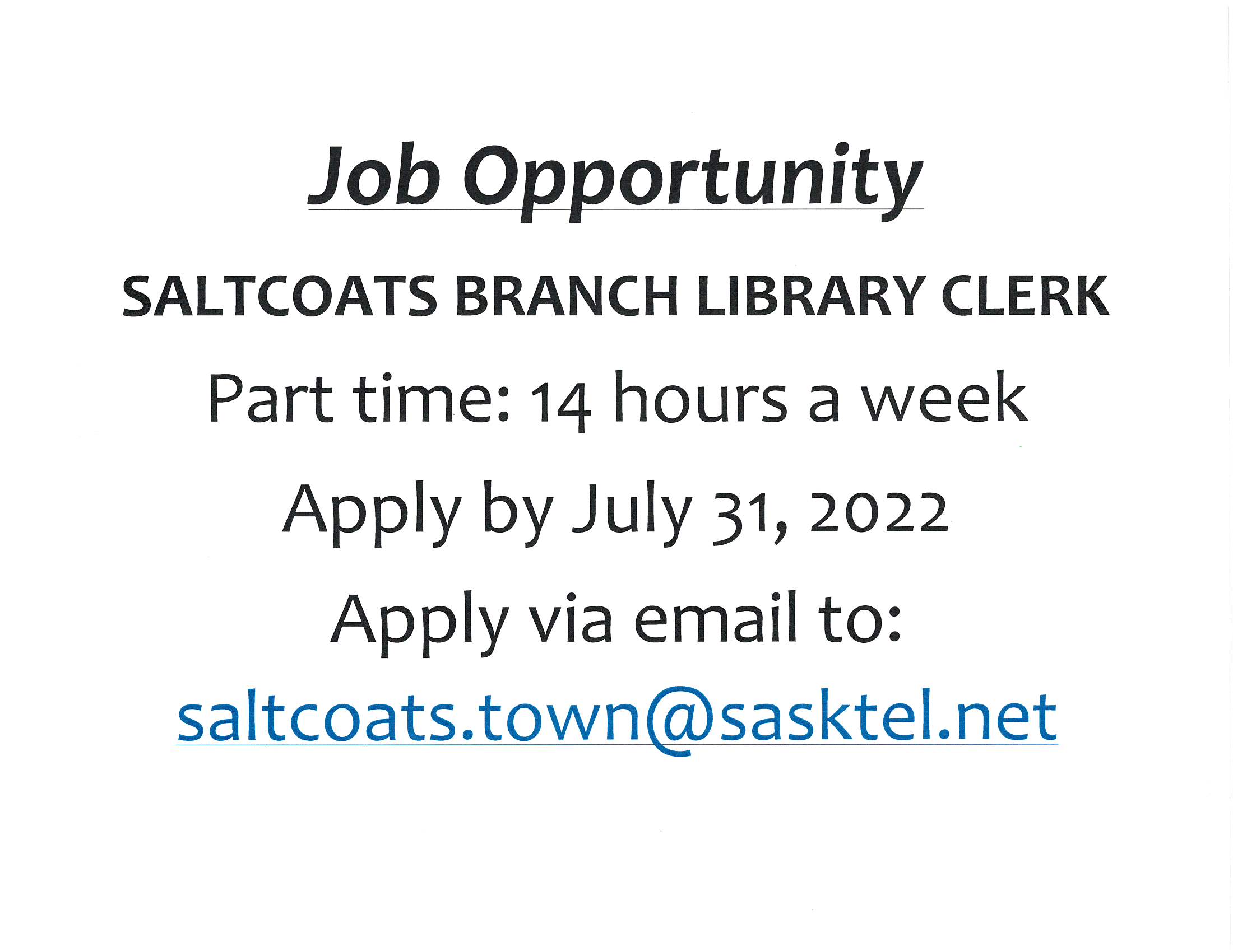 Saltcoats Branch Library Clerk